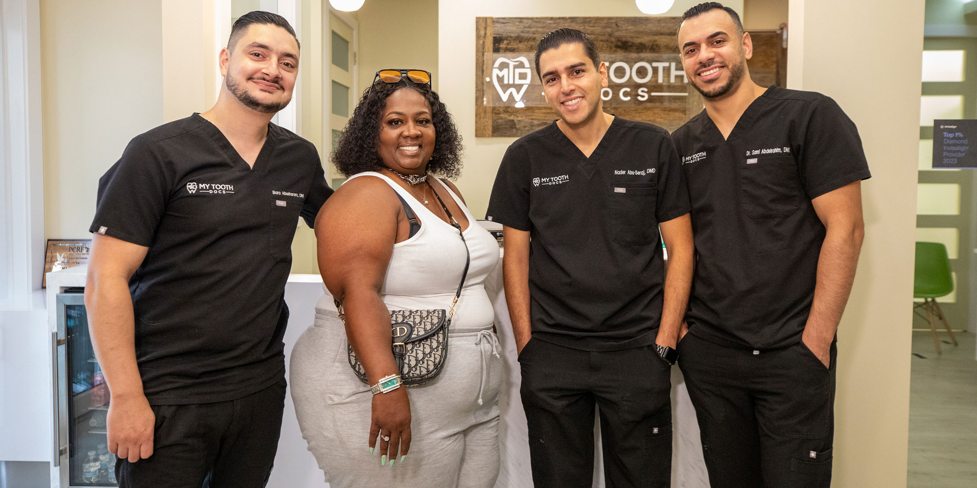 patient with Dr. Bara Abusharara, Dr. Sami Abdelrahimand Dr. Nader Abu-Seraj