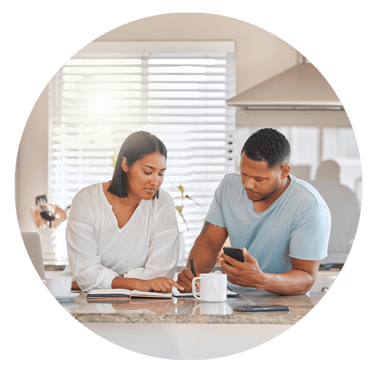 couple looking at finances
